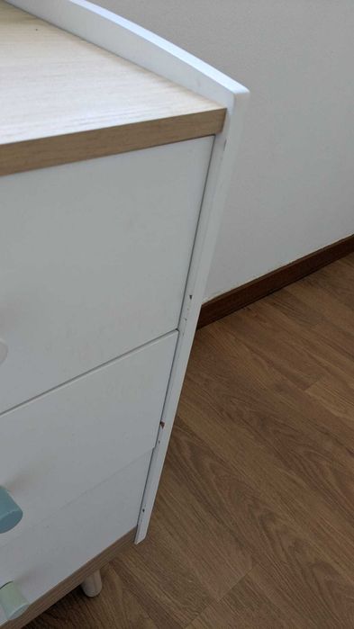 Cómoda Infantil com 3 Gavetas Pés de Madeira 90x40x75,2cm Branco