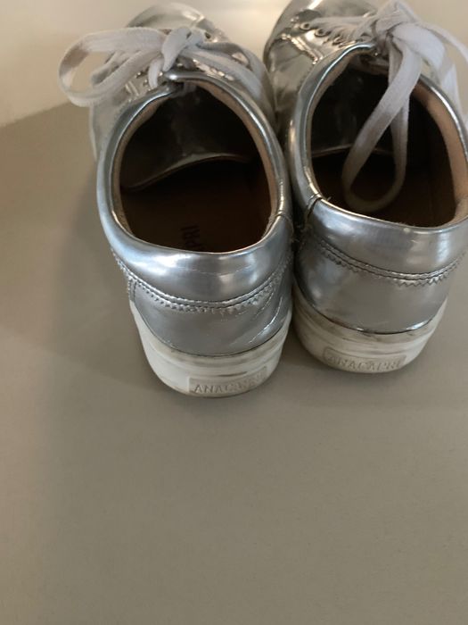 Lustrzane srebrne sneakersy r 36