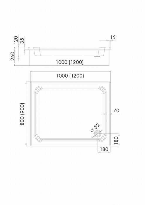 SCHEDPOL Grawello brodzik prostokatny 80x100 cm  3.018