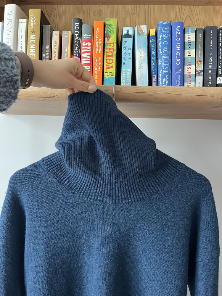 Sweter z golfem oversize massimo dutti wełna kaszmir