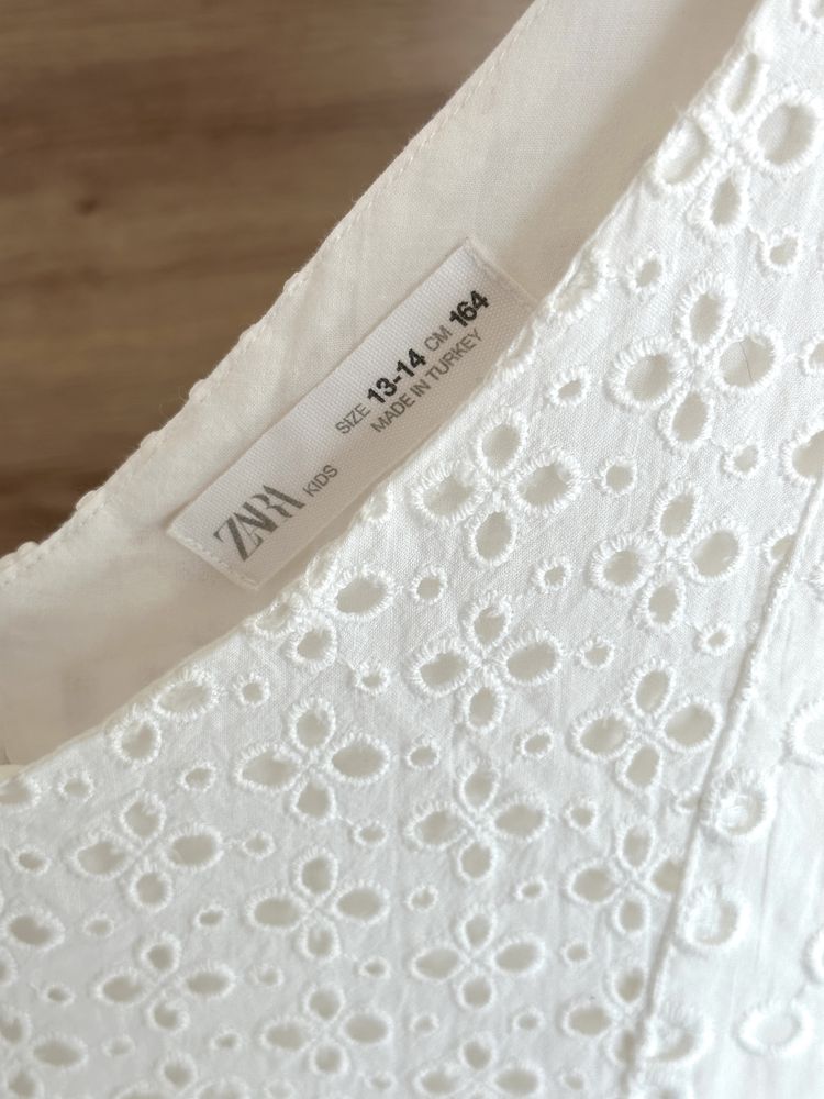 Sukienka boho biała ażur Zara 164