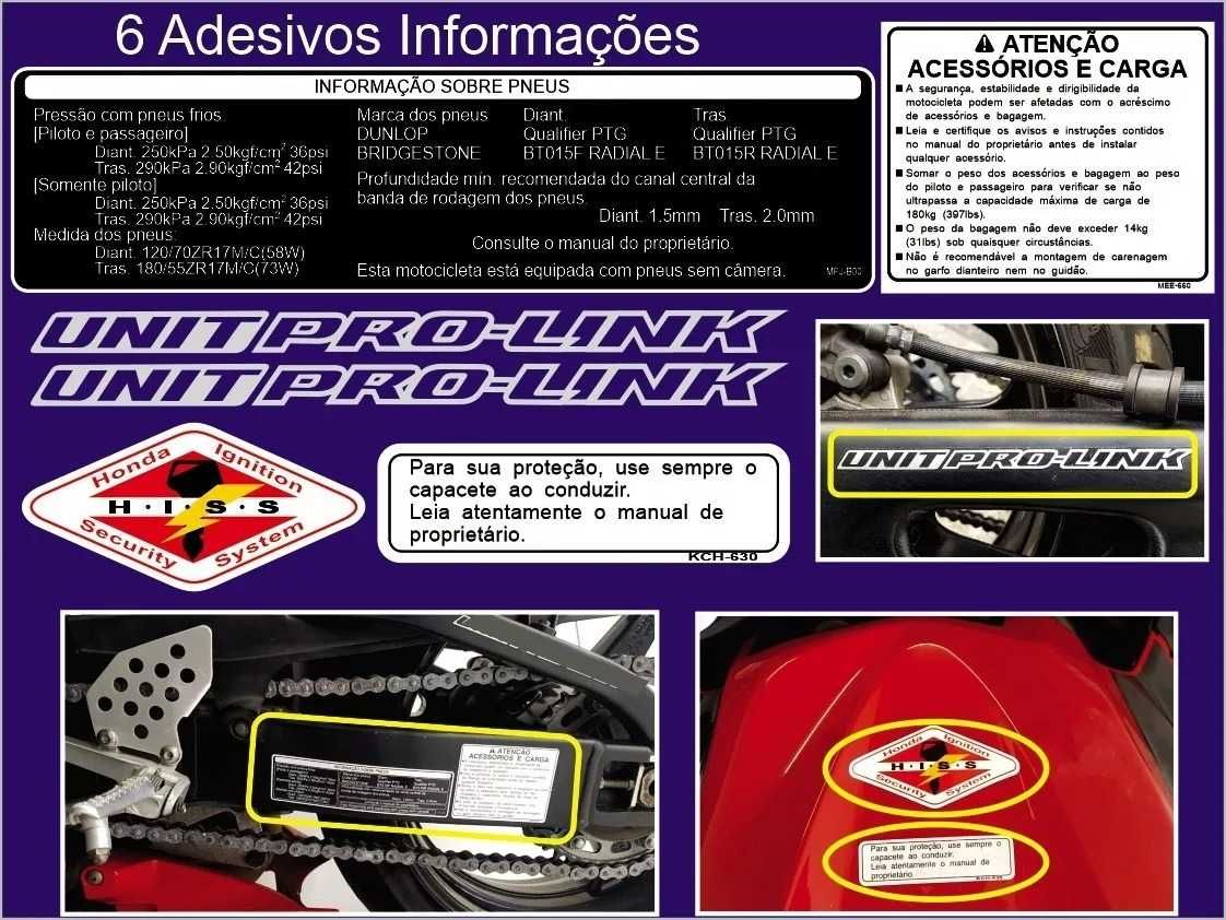 Autocolantes Honda HISS e etiquetas de avisos (labels)