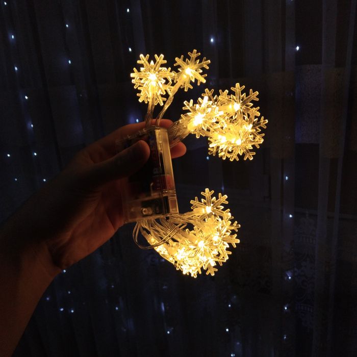 Гірлянди сніжинки 3м | Темплий тон | Батерейки в комплекті