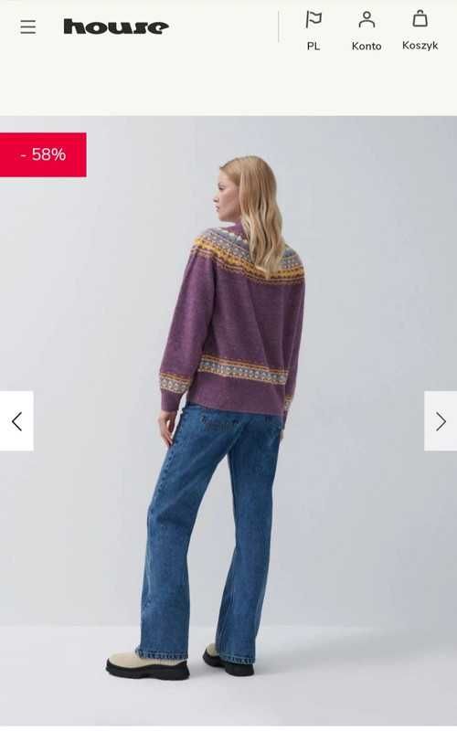 Fioletowy sweter/półgolf ze wzorem M/L House