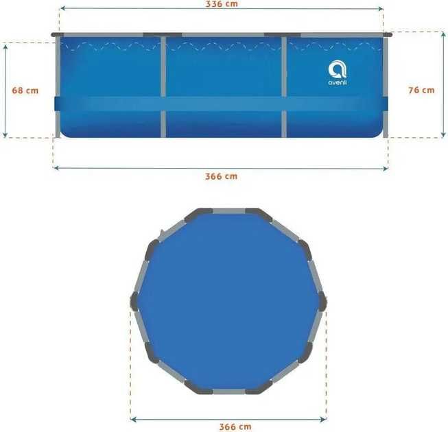 Круглий каркасний басейн Avenli 366 х 76 см (16в1) бассейн
