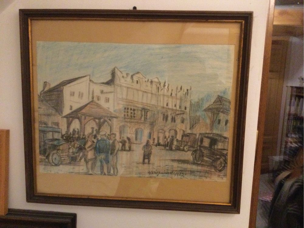 Kazimierz Dolny 1932 r,Kazimierz Wiszniewski,obraz,pastel,oryginał.