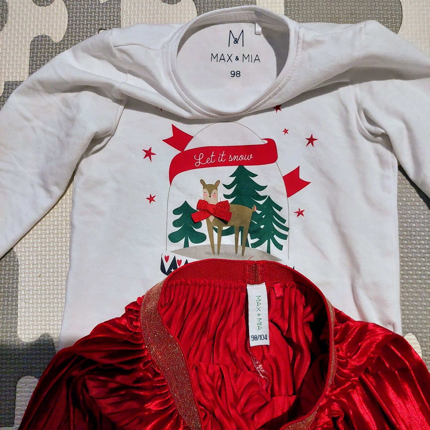 Max&Mia, świąteczny komplet, spódniczka i bluzeczka,  rozmiar 98/104
