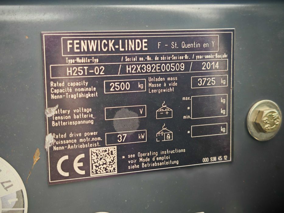 Wózek widłowy LINDE H25T-02, 2500 kg, LPG, Triplex