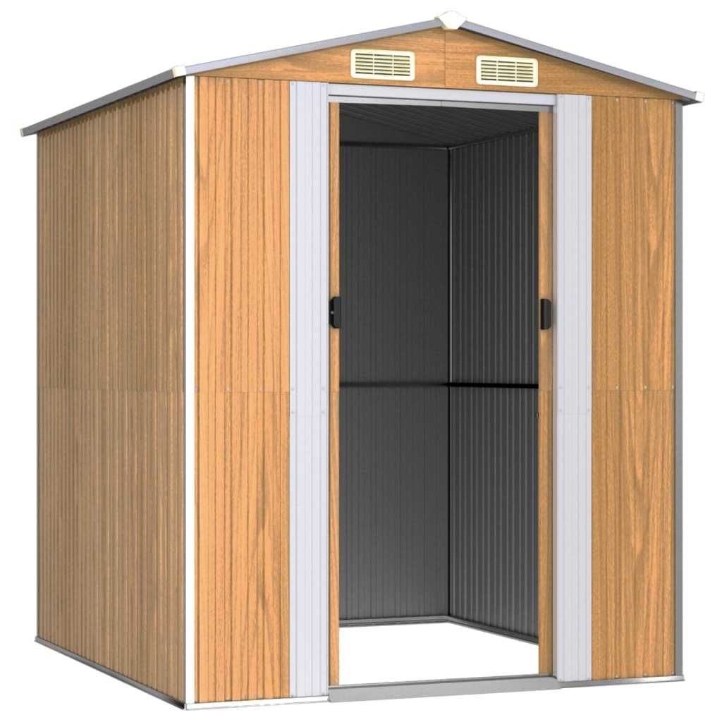 Abrigo de Jardim 192x191x223 cm em Aço Galvanizado Castanho