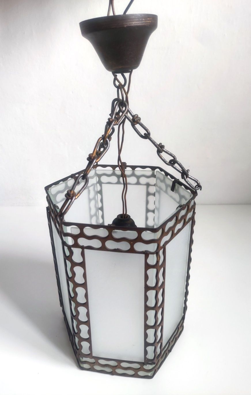 lampa sufitowa loft lata 50. ażurowa szkło