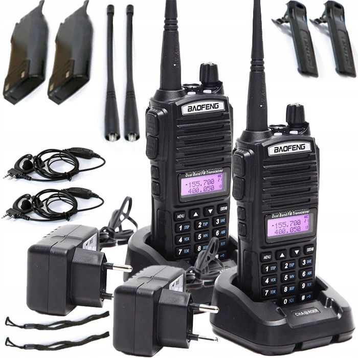 2XBaofeng UV-82 HTQ 8W Radiotelefon Krótkofalówka Rozblokowany Policja