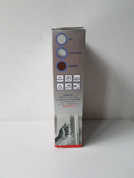 BROS czarna siatka na okno na owady 130x150cm z taśmą samoprzylepną