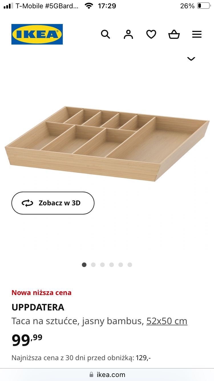 Wkład do szuflady Ikea UPPDATERA bambus