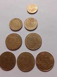 Monety centimes Francja 1989r-1998r