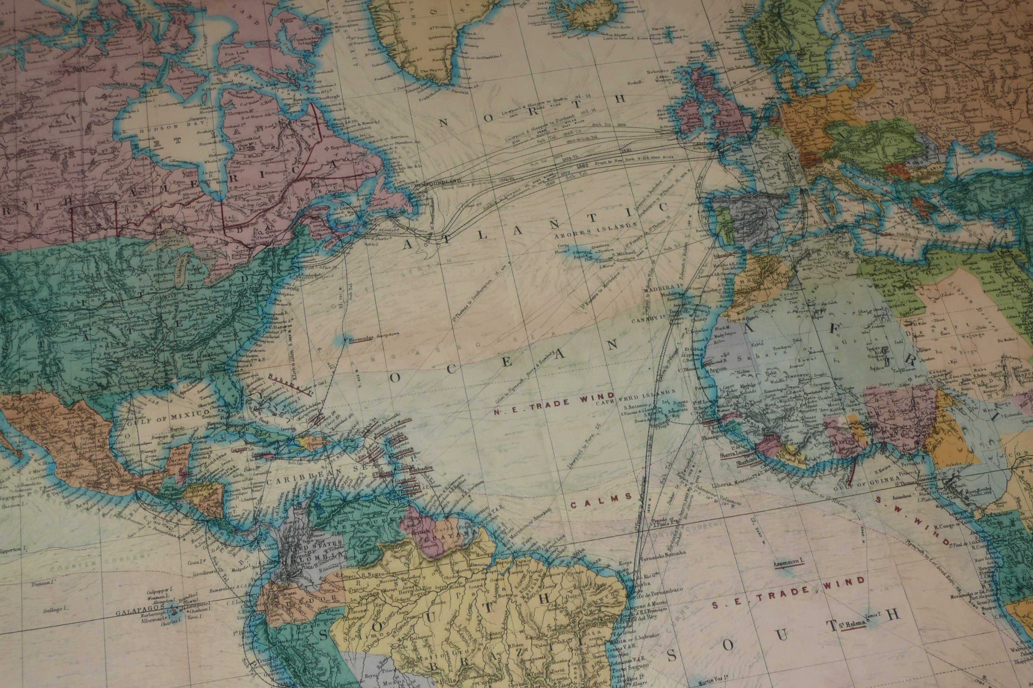 Mapa Mundo, Atlas de Stanford do ano de 1898, projeção Mercador