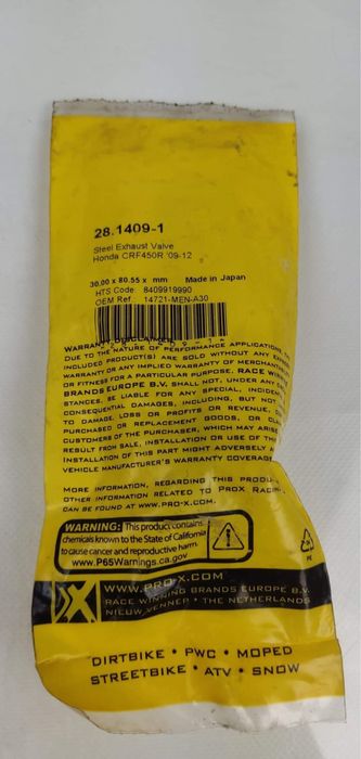 Zawór Stalowy PROX Honda CRF 450