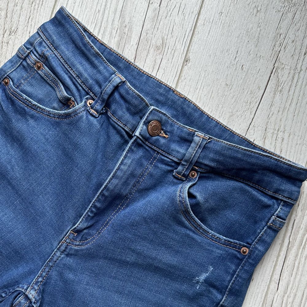 Granatowe spodnie jeansy skinny fit z wysokim stanem dark blue