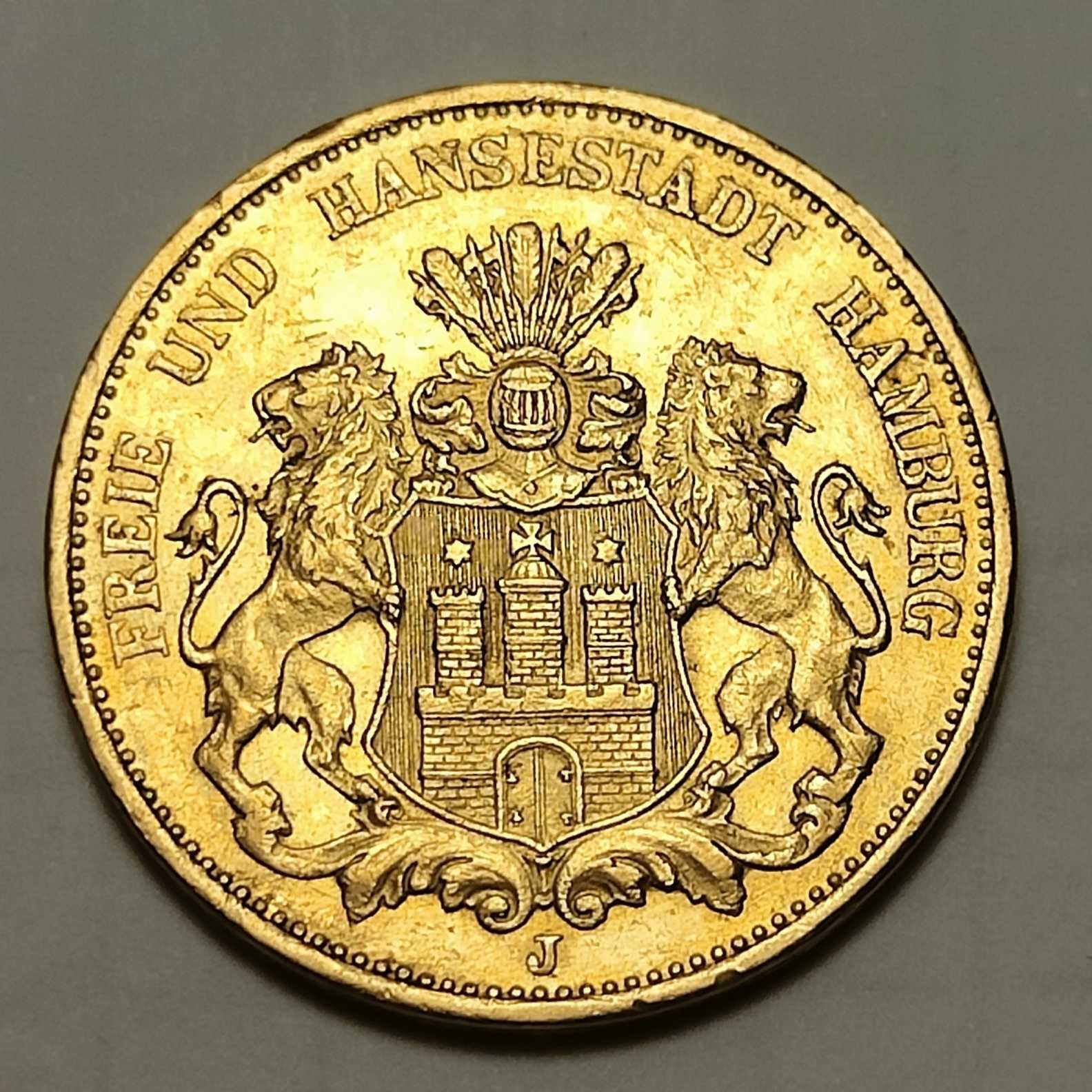 20 марок 1900 Германская империя Гамбург золото 7,965 монета
