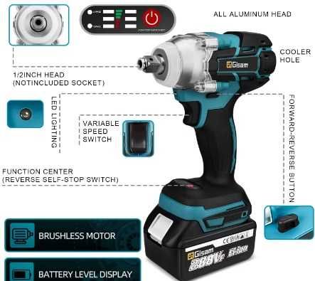 Aparafusadora Elétrica Gisam Gami 520n.m com 2 Baterias e carregador