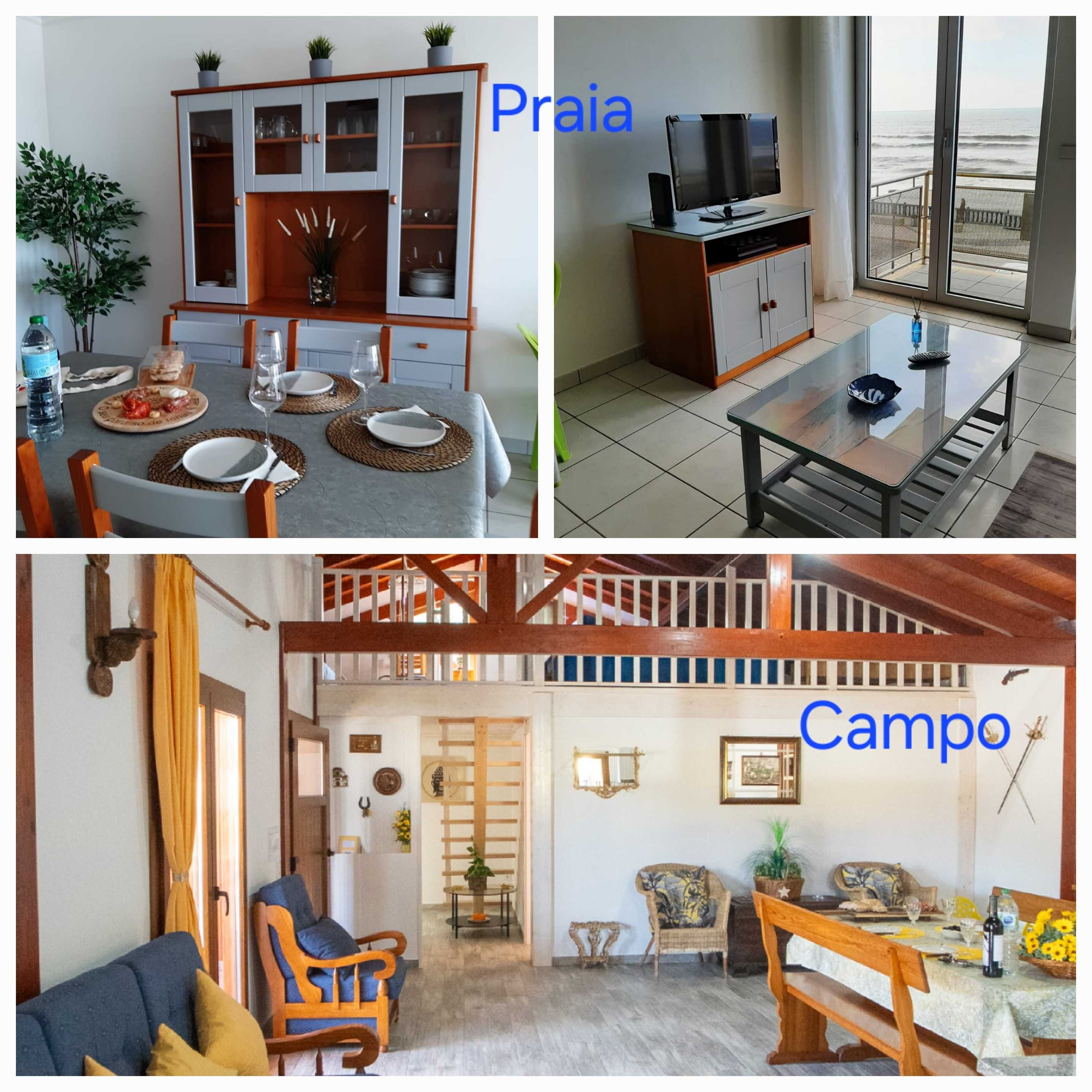 T2 Vista mar ou  Campo com piscina privada a 7 min de carro da Praia