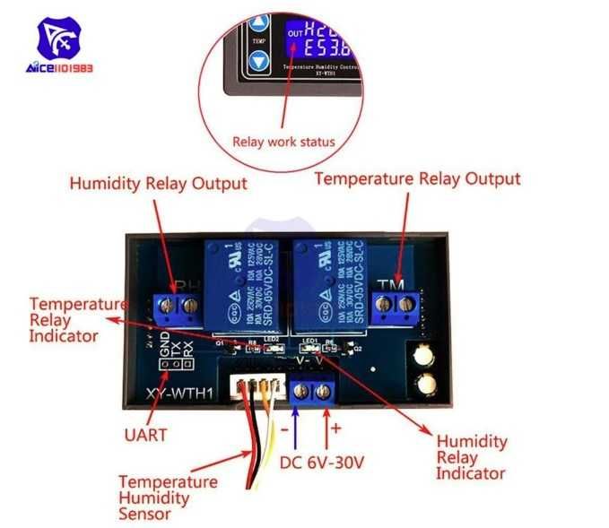 Регулятор температуры/влажности XY-WTH1 электронный