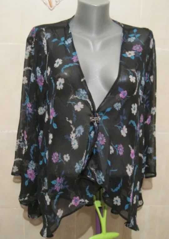 блуза болеро накидка кардиган синяя 18 52-54 легкое L-XL