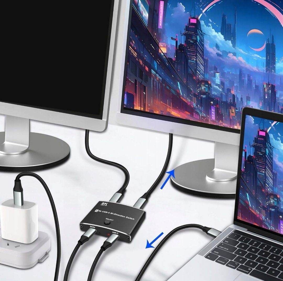 Przełącznik Switch  kvm  selektor  2 KIERUNKOWY 8K USB-C