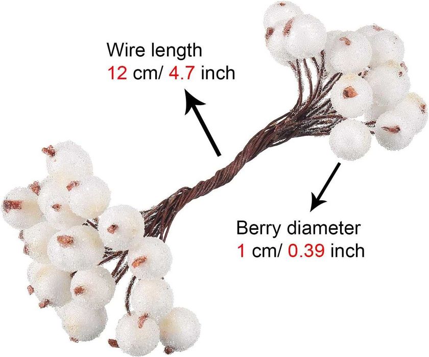 200 szt. sztuczne owoce jagody ozdoby świąteczne DIY białe