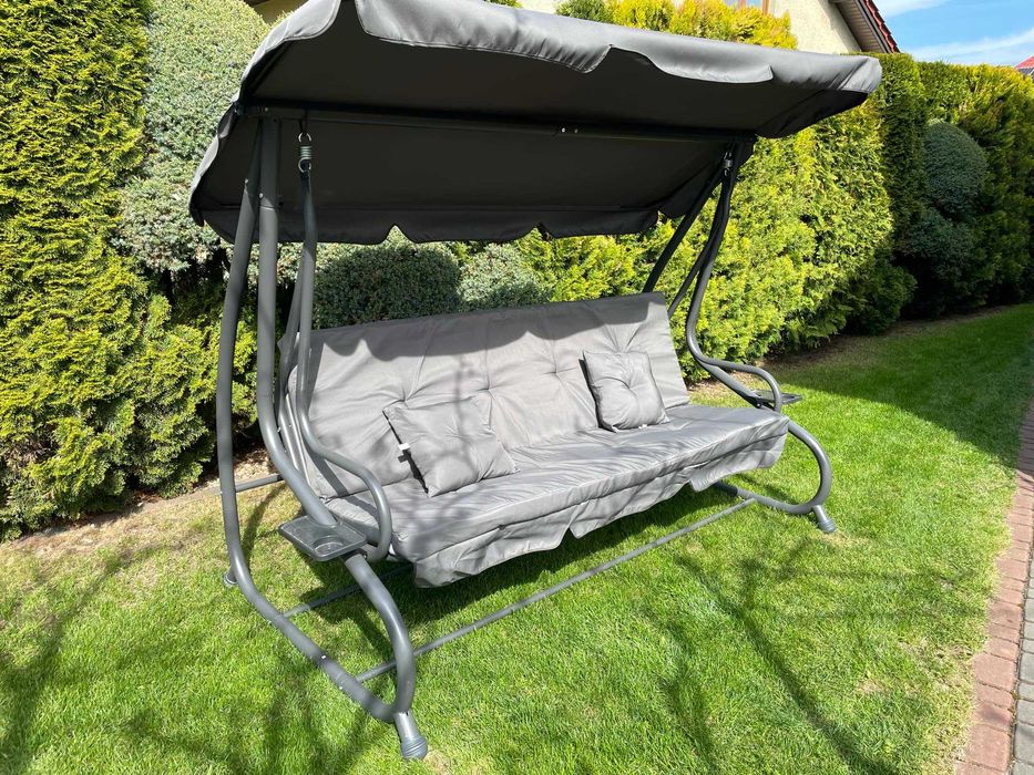 Huśtawka ogrodowa rozkładana wolnostojąca 2w1 Leżak bujana solidna