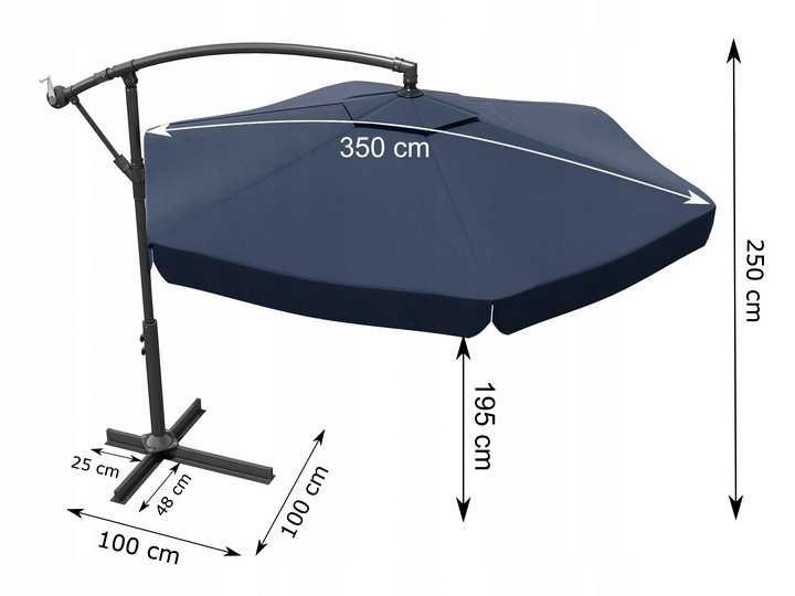 PARASOL OGRODOWY * 350 x 250 cm * Pokrowiec Gratis