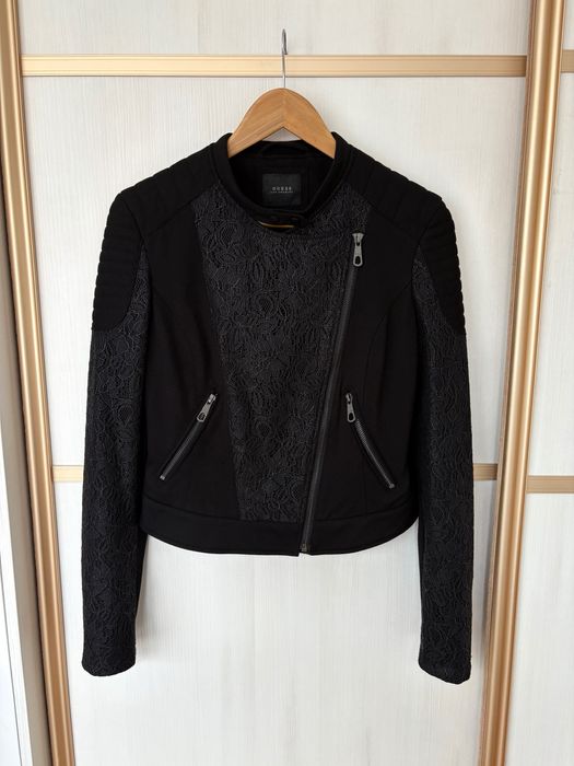 Оригинальная куртка Guess ветровка пиджак с кружевом косуха бомбер