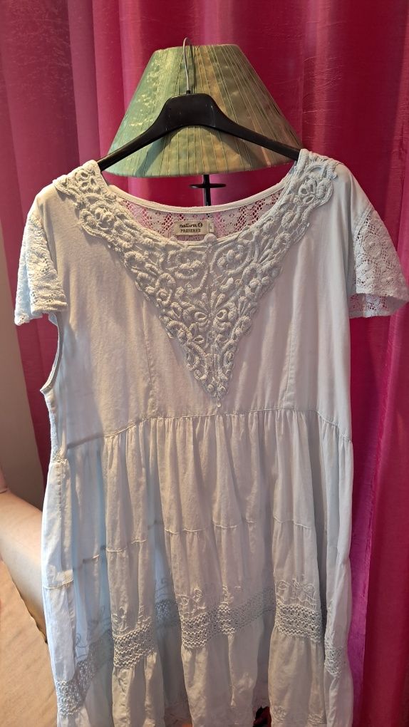 Vestido Natura 3L azul claro, satisfatório