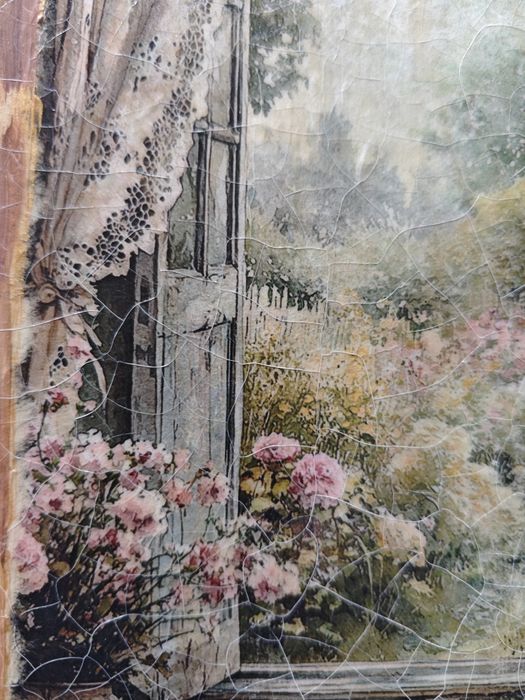 Obrazek z wodokiem przez okno 29 x 26,5 cm