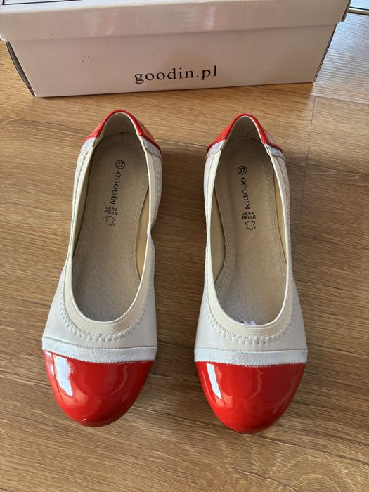 Baleriny damskie 37 Goodin beżowo-czerwone