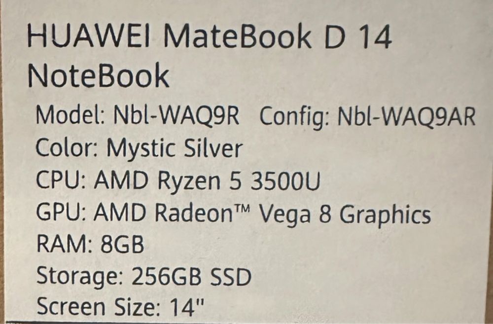 Laptop Huawei Matebook D14