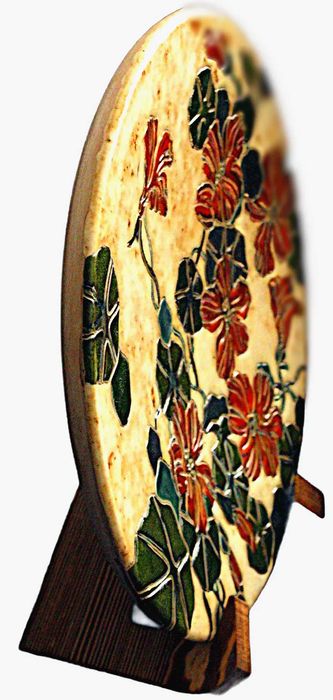 Talerz ceramiczny „Lilie” – unikat, ręcznie robiony, 30 cm