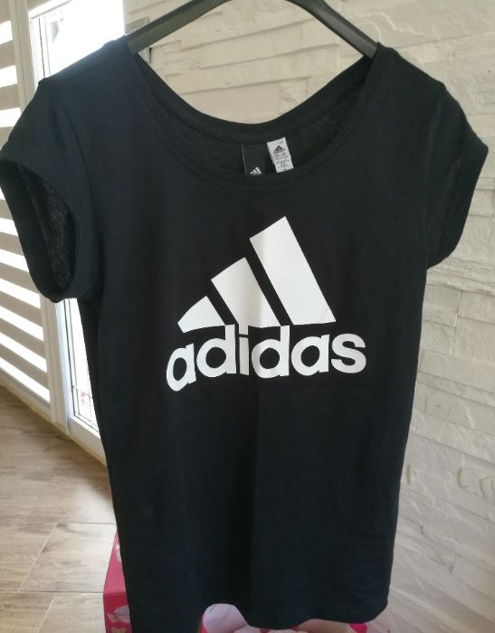 T-shirt koszulka Adidas xs Czarna białe Logo