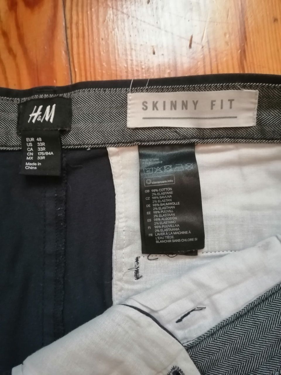 Materiałowe spodnie skinny fit męskie h&m r 48