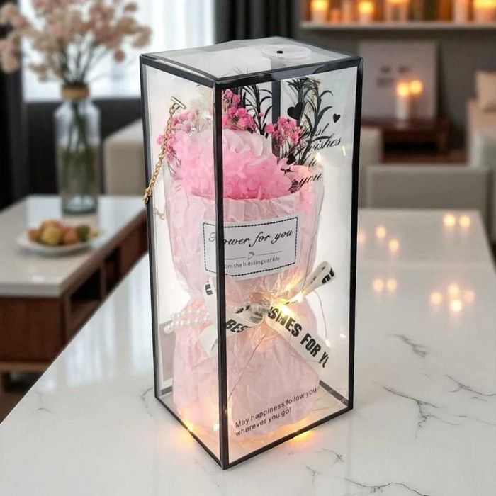 Bukiet mydlanych kwiatów BLACK LED – prezent na Dzień Nauczyciela