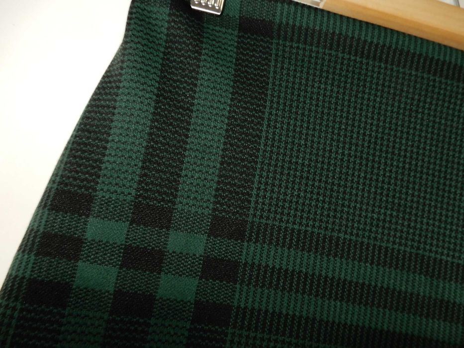 Spódnica do kolan pepitka kratka jesień zima zielona czarna New 40 L