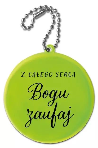 Zawieszka odblaskowa. Z całego serca Bogu zaufaj. Szaron