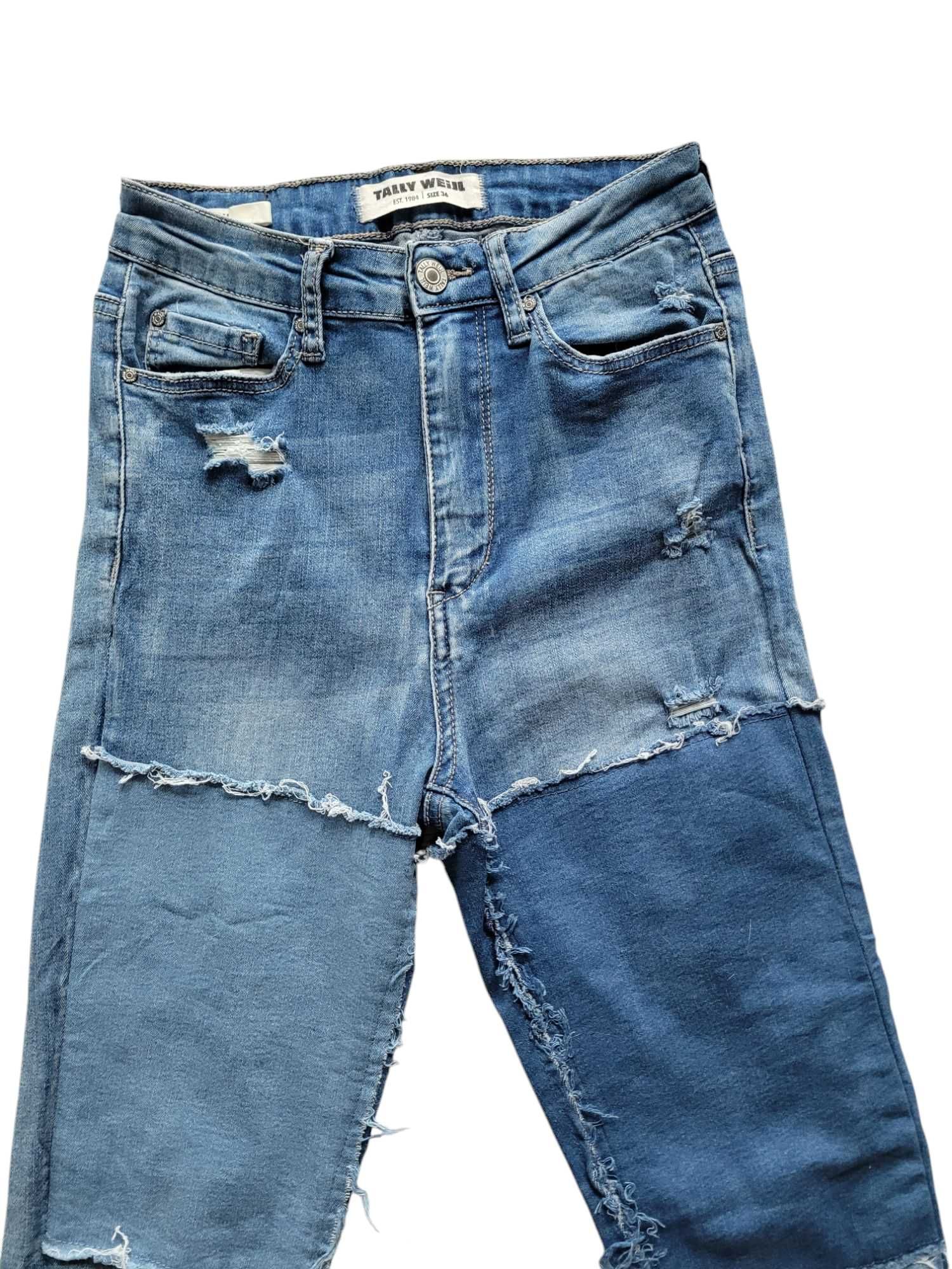 Jeansy spodnie damskie 34,XS/36,S skinny rurki wysoki stan Tally Weijl