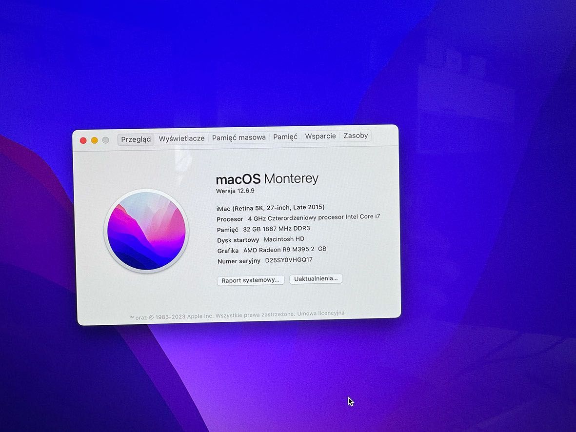 iMac 27" 2015 late, 32GB, 3Tera, i7, retina 5K, stan bardzo dobry!