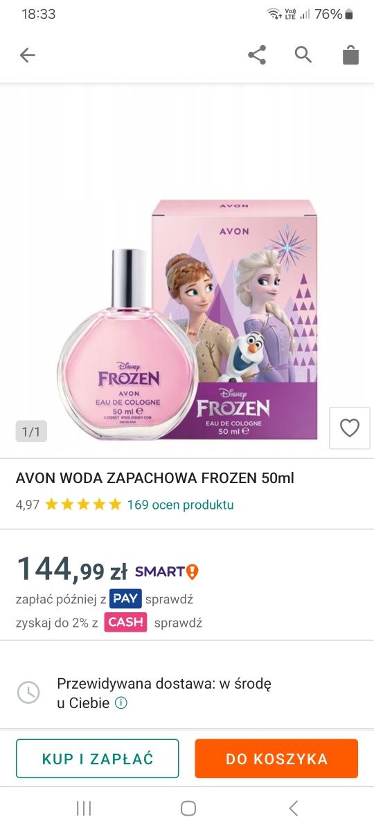 Avon nowe perfumy Frozen 50 ml woda toaletowa + szczotka