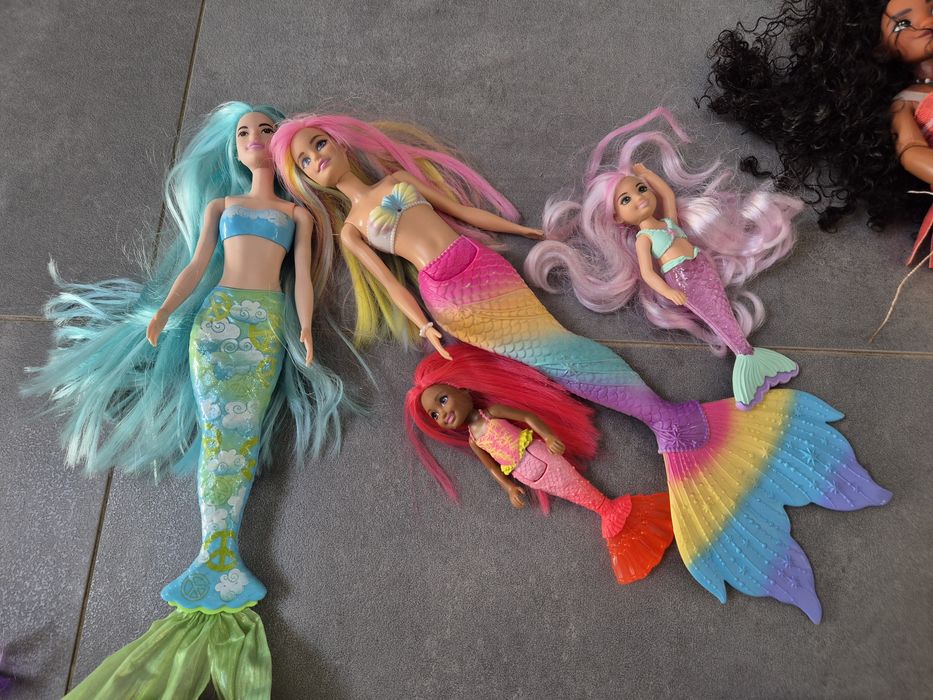 Barbie zestaw kilku lalek i akcesoriów