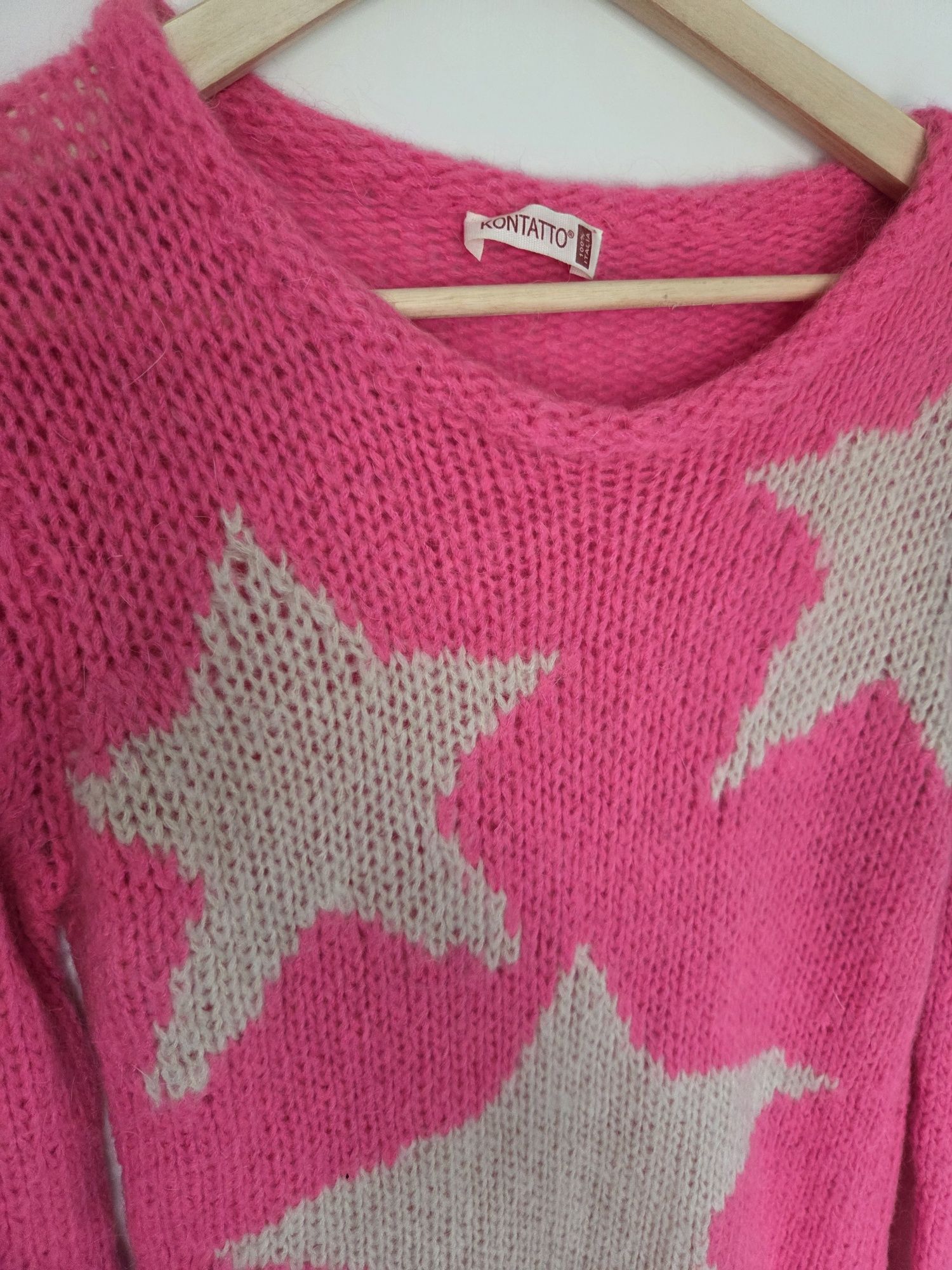 Kontantto różowy sweter w gwiazdki 36 idealny stan