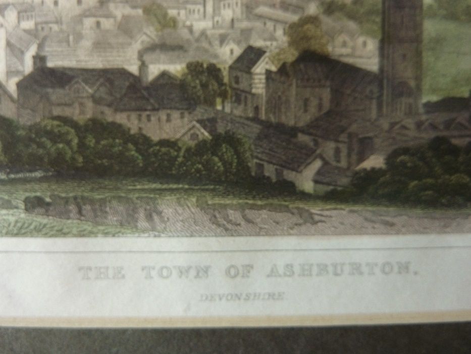 Gravura Asburton colorida à mão 1845