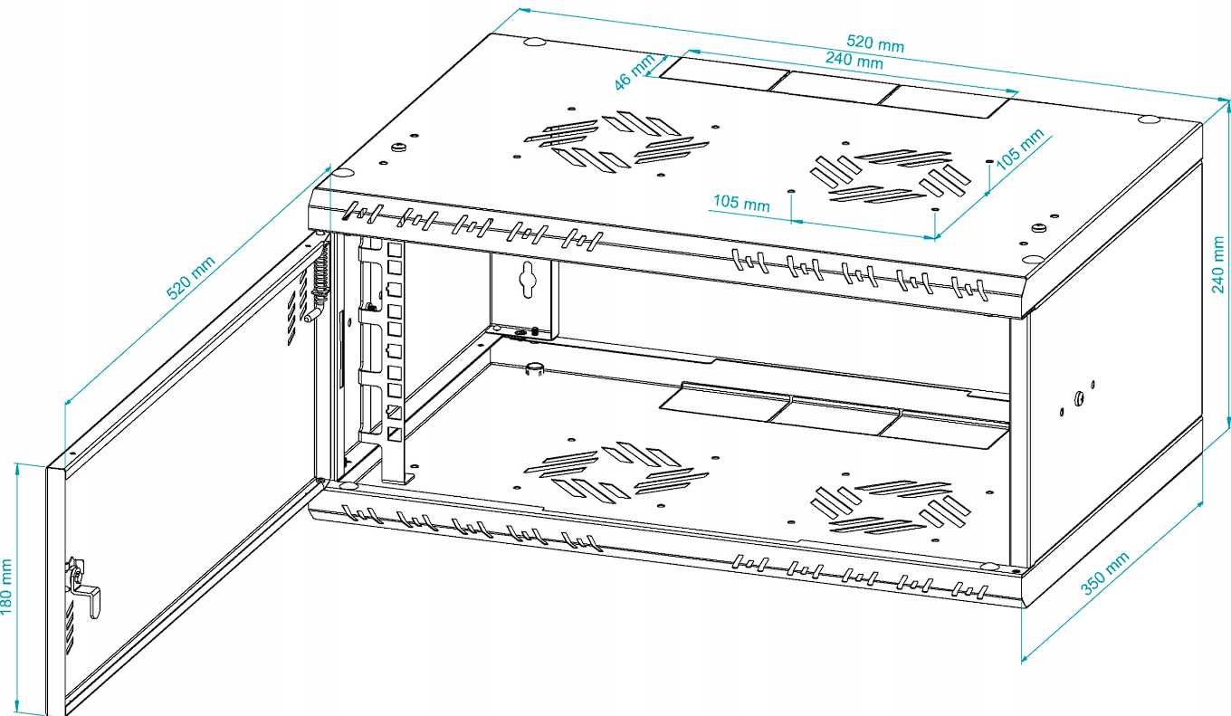 Szafa Serwerowa Wisząca RACK 19" 4U 350mm Metalowe Drzwi Stalflex