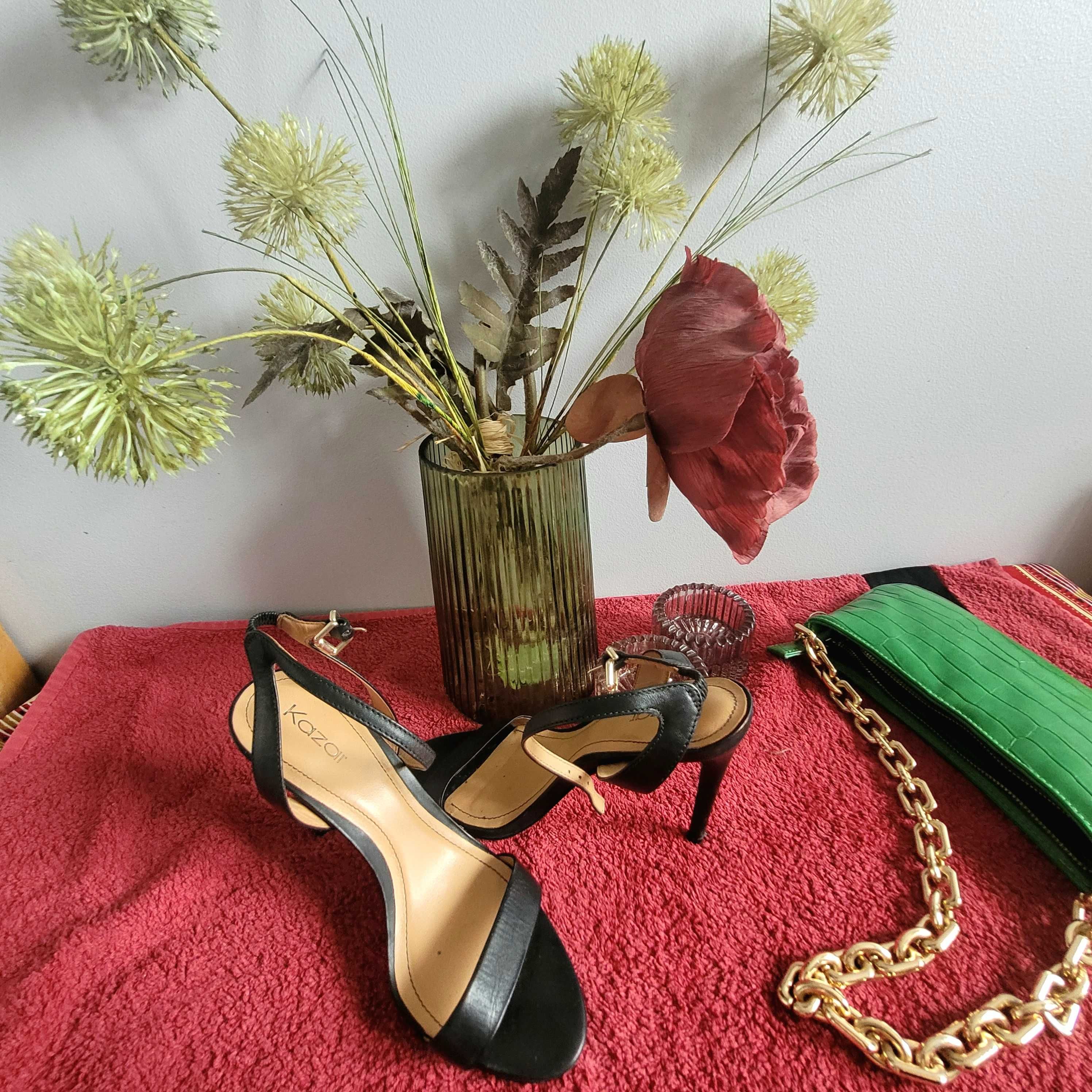 Szpilki sandałki czarne eleganckie
