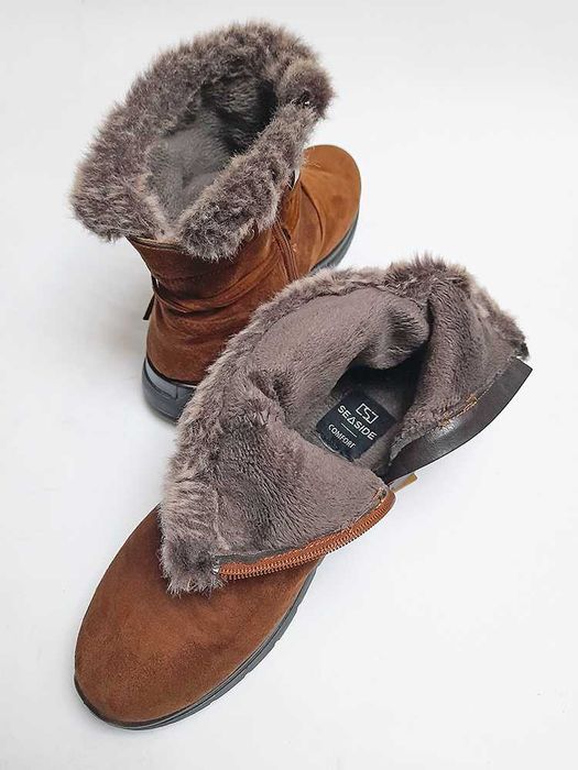 Botas Pele Castanho Botins Pêlo Senhora 40 Seaside